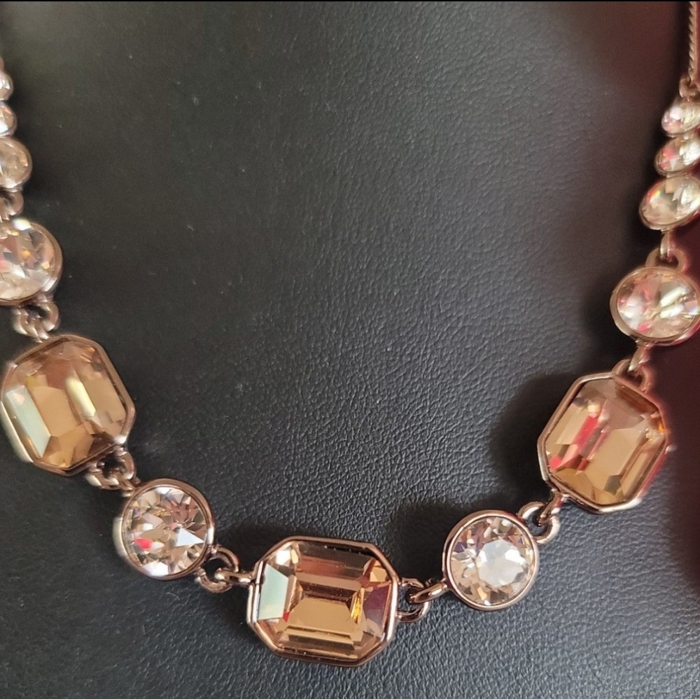 Givenchy smoky topaz Swarovski crystal adjustable necklace. New